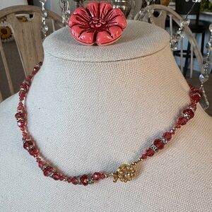 Vintage Pink Beaded Choker Necklace